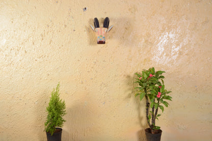 Andhaka - Solid Wood Ox Face Wall Art - Multi Colour Paint Finish