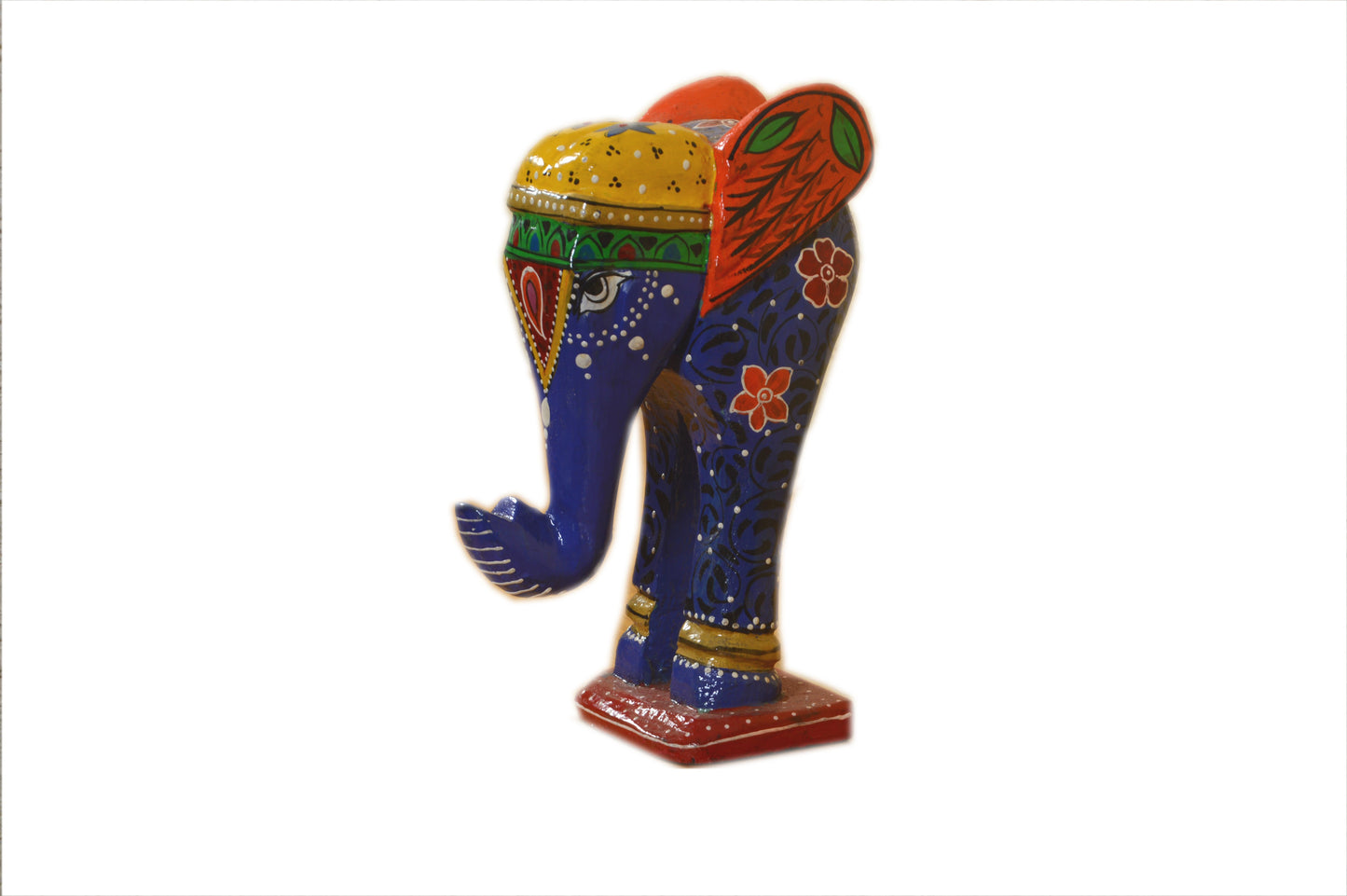 Mahen - Solid Wood Elephant Face Wall Art - Multi Colour Paint Finish