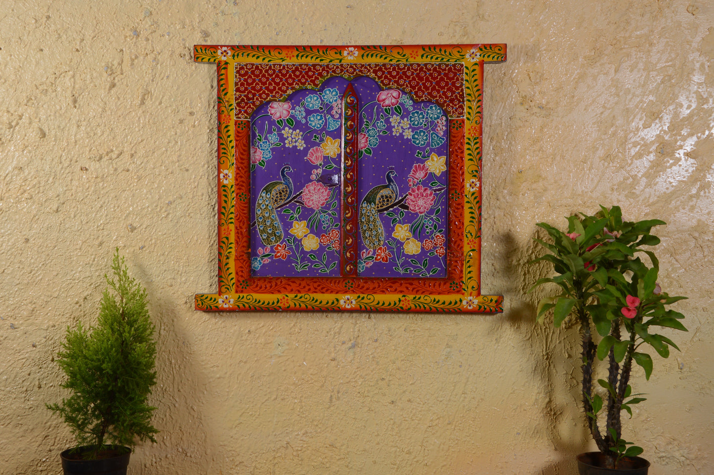 Satva - Solid Wood Jharokha Art - Multi Colour Paint Finish