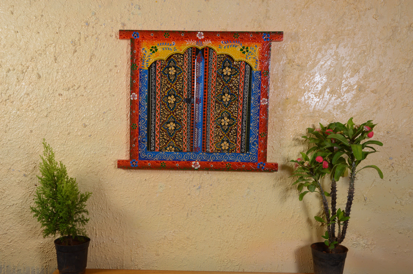 Indica - Solid Wood Jharokha Art - Multi Colour Paint Finish