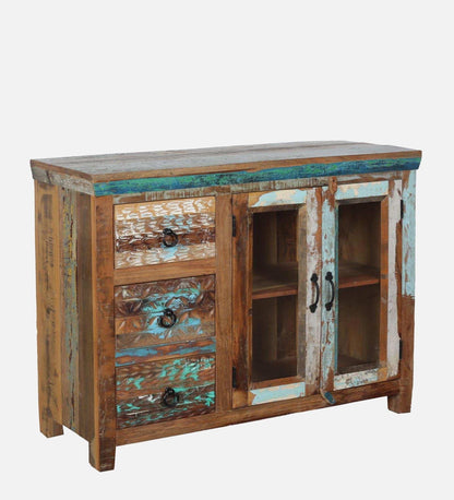Reclaimed Wood Crockery Unit In Distress Paint Finish