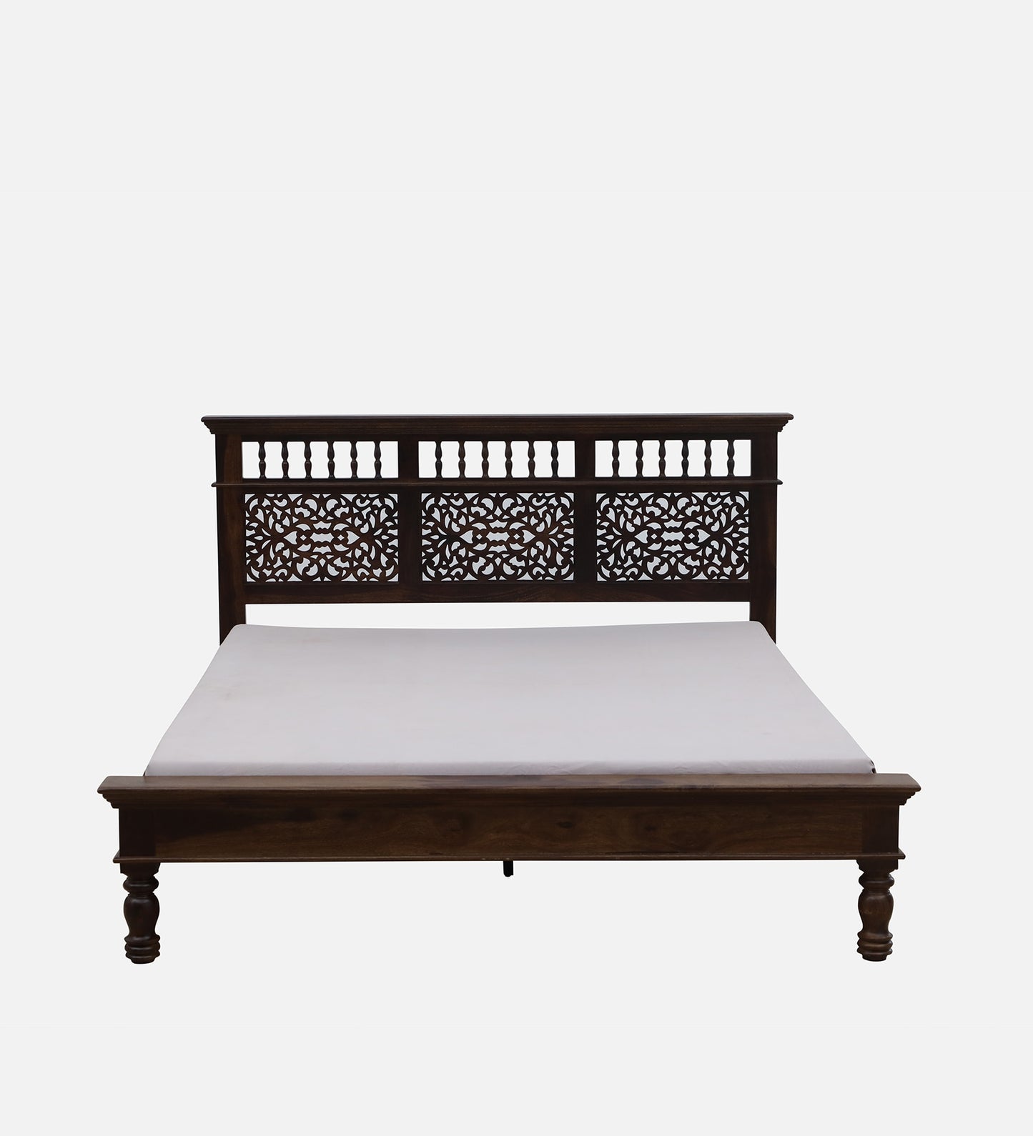 Sheesham Wood Queen Size Bed In Provincial Teak Finish
