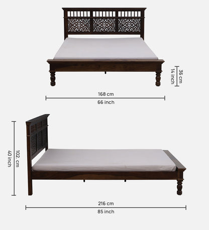 Sheesham Wood Queen Size Bed In Provincial Teak Finish