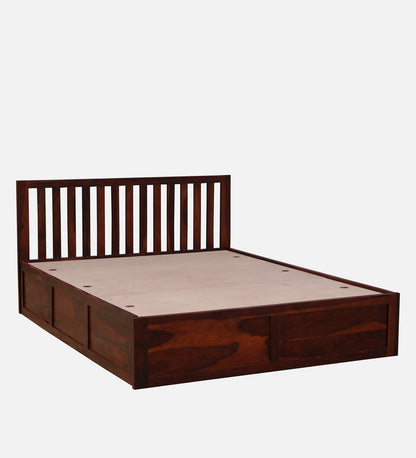 Sheesham Wood Queen Size Bed In Honey Oak Finish With Box Storage