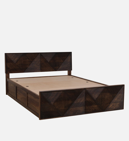Sheesham Wood Queen Size Bed In Provincial Teak Finish With Box Storage