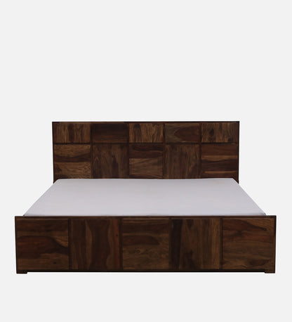 Sheesham Wood King Size Bed In Provincial Teak Finish With Box Storage