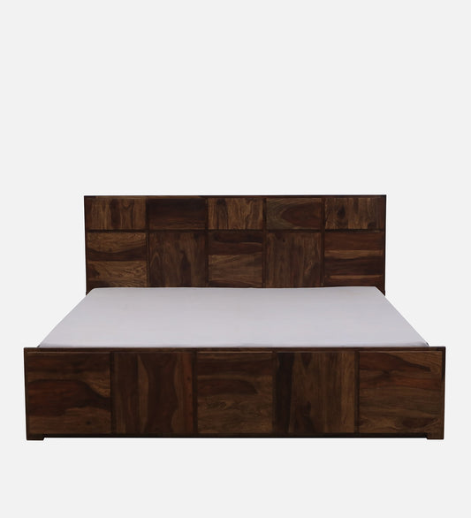 Sheesham Wood King Size Bed In Provincial Teak Finish With Box Storage