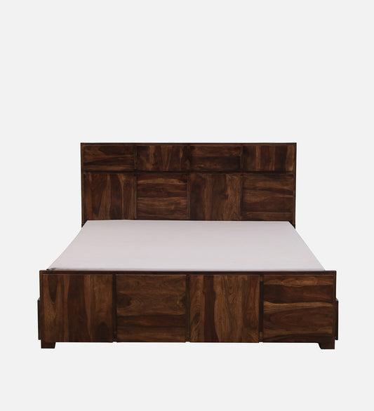 Sheesham Wood Queen Size Bed In Provincial Teak Finish With Drawer Storage