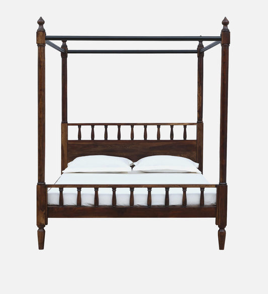 Sheesham Wood Queen Size Poster Bed In Provincial Teak Finish