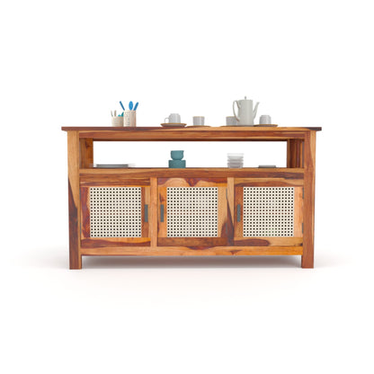 Solid Wood Crockery Unit In Honey Finish