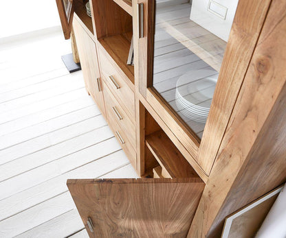 Solid Wood Crockery Unit In Brown Finish