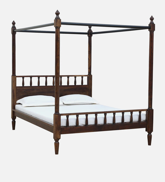 Sheesham Wood King Size Poster Bed In Provincial Teak Finish