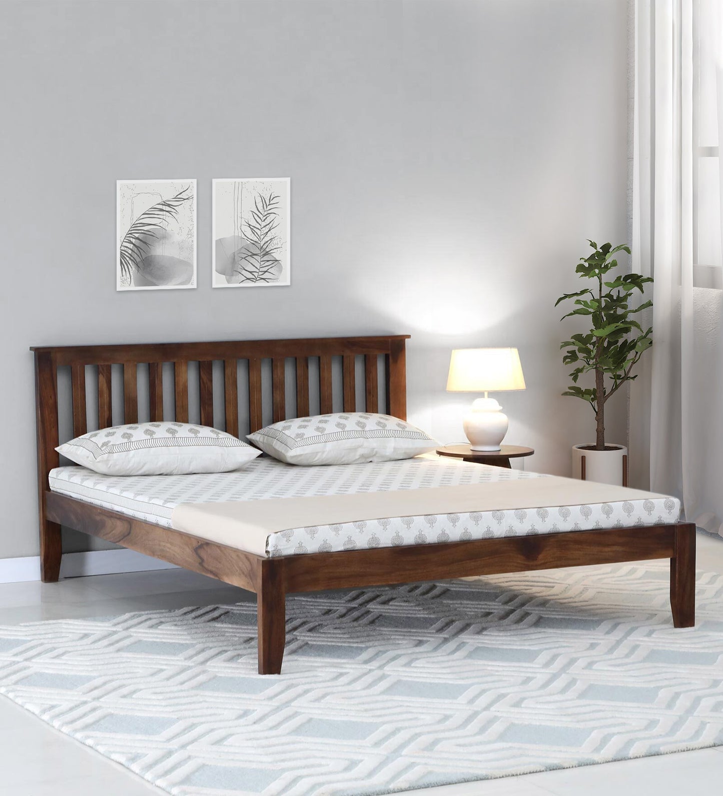 Sheesham Wood King Size Bed In Provincial Teak Finish