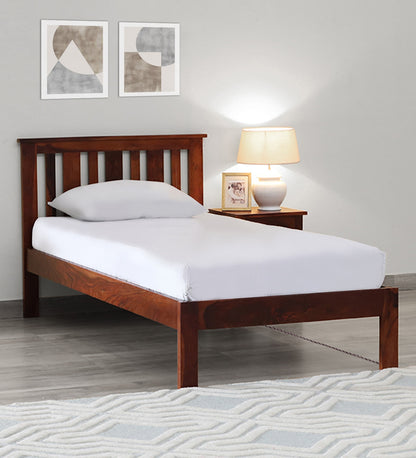 Sheesham Wood Single Bed Without Storage In Honey Oak Polish Finish