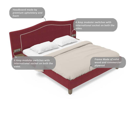 Recharge King Bed With 1000 Days Warranty - Burgundy