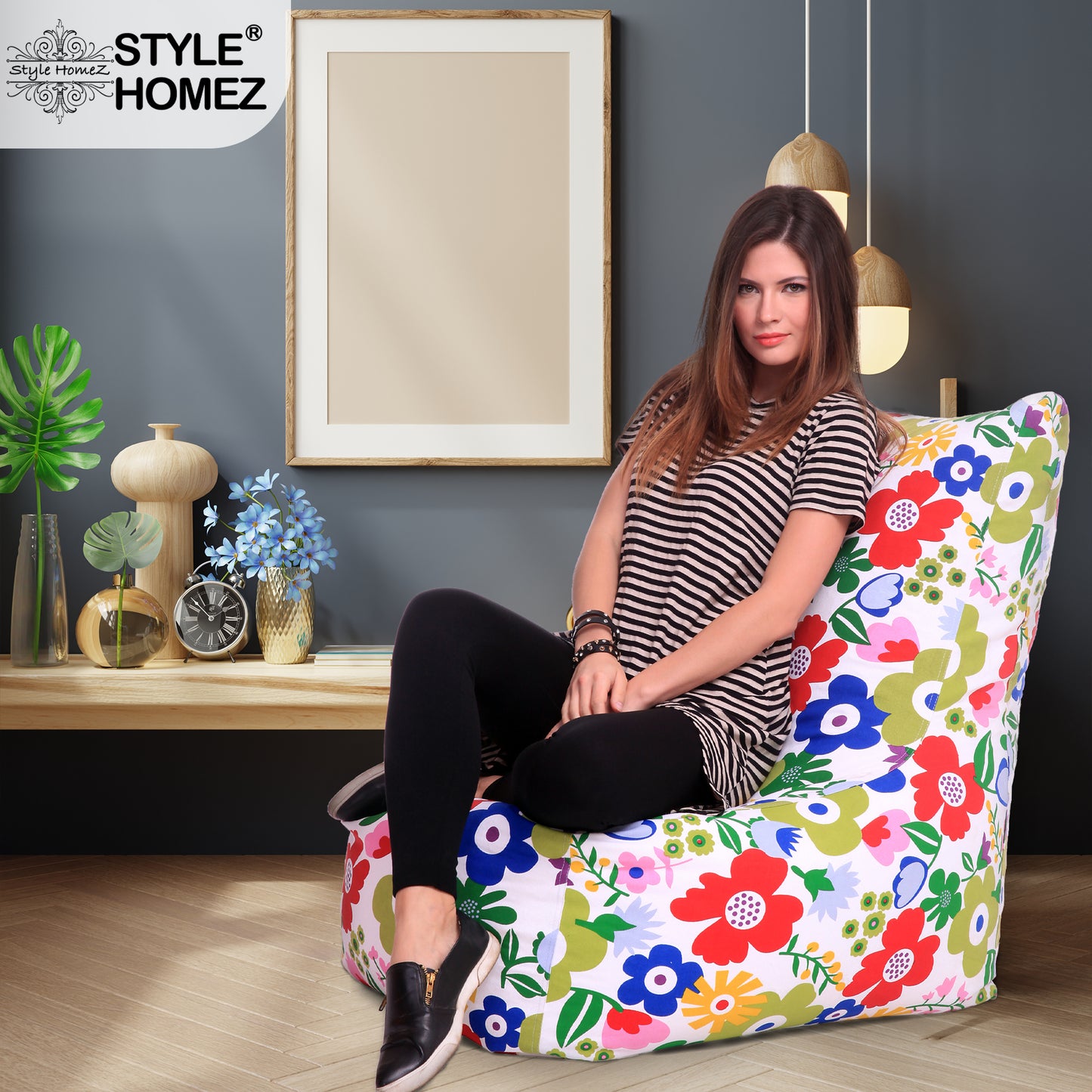 XXLChair Floral Printed Bean Bag With Fillers