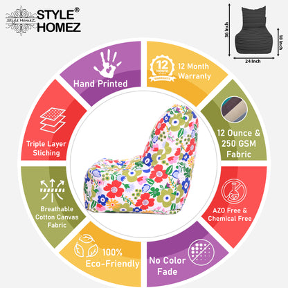 XXLChair Floral Printed Bean Bag With Fillers