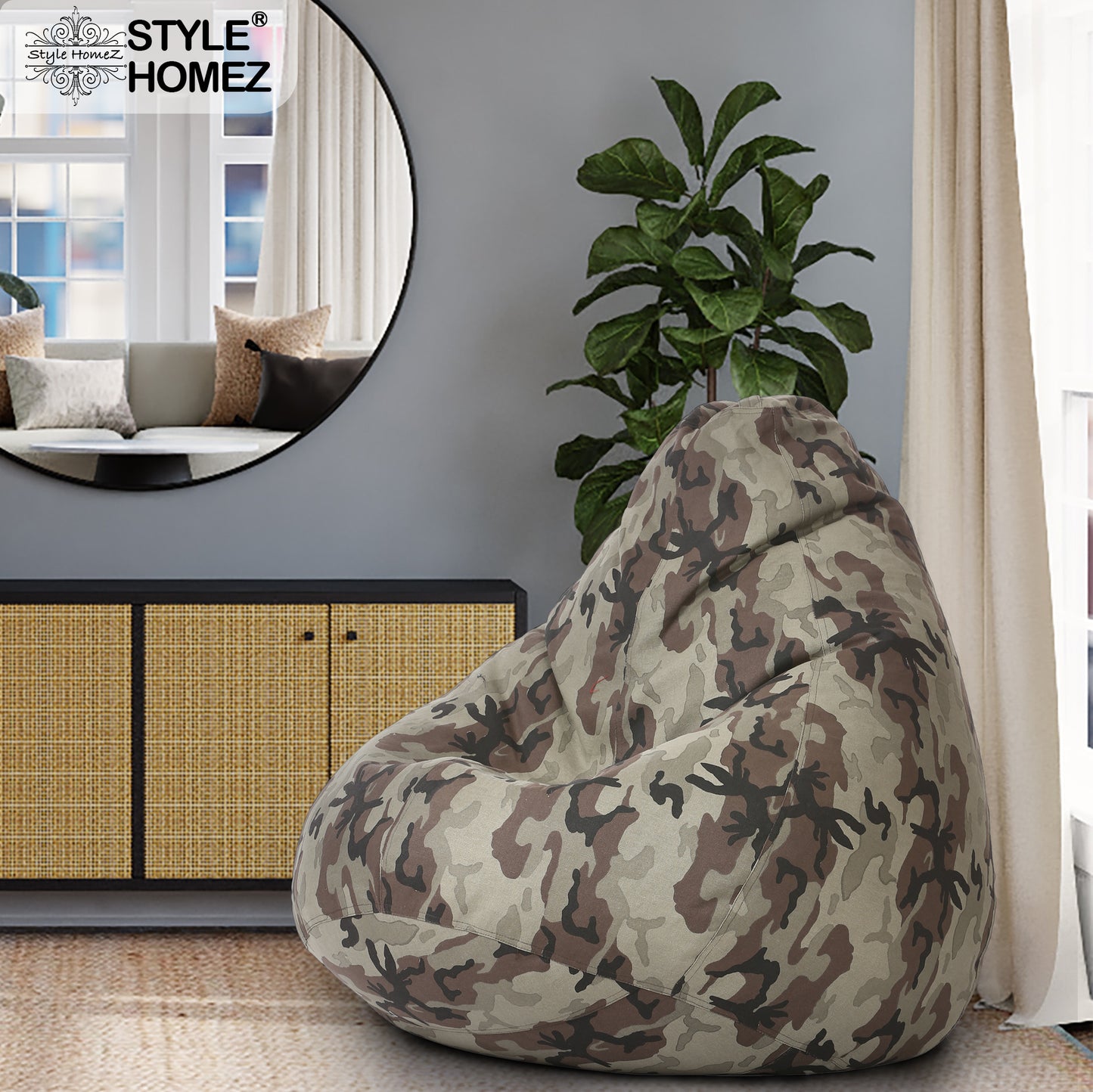 Classic Canvas Printed Bean Bag With Fillers - XXL