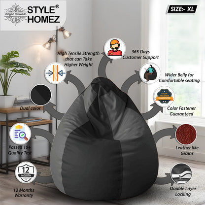 Classic - Leatherette Bean Bag With Fillers - XL