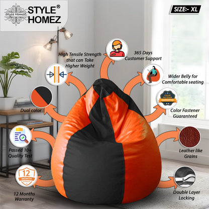 Classic - Leatherette Bean Bag With Fillers - XL