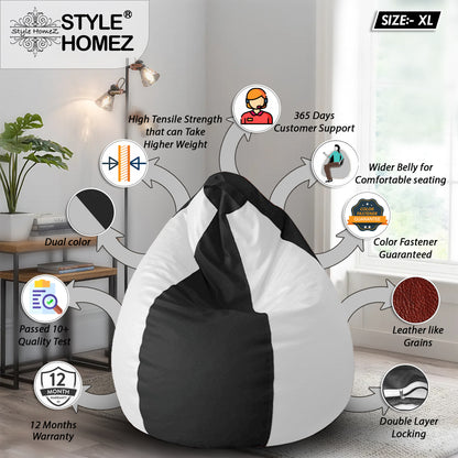 Classic - Leatherette Bean Bag With Fillers - XL