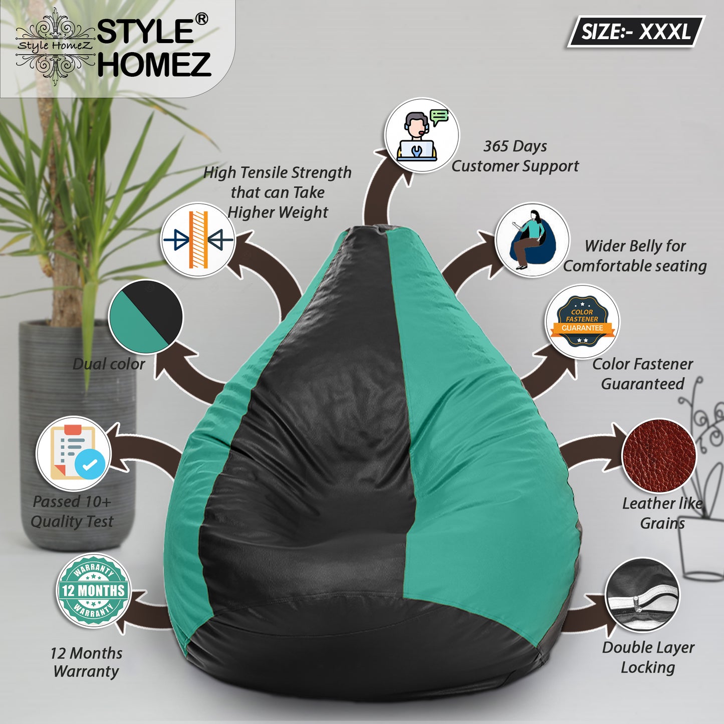 Classic - Leatherette Bean Bag With Fillers - XXXL