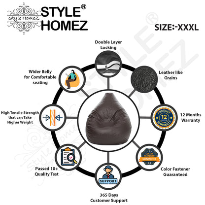 Classic - Leatherette Bean Bag With Fillers - XXXL