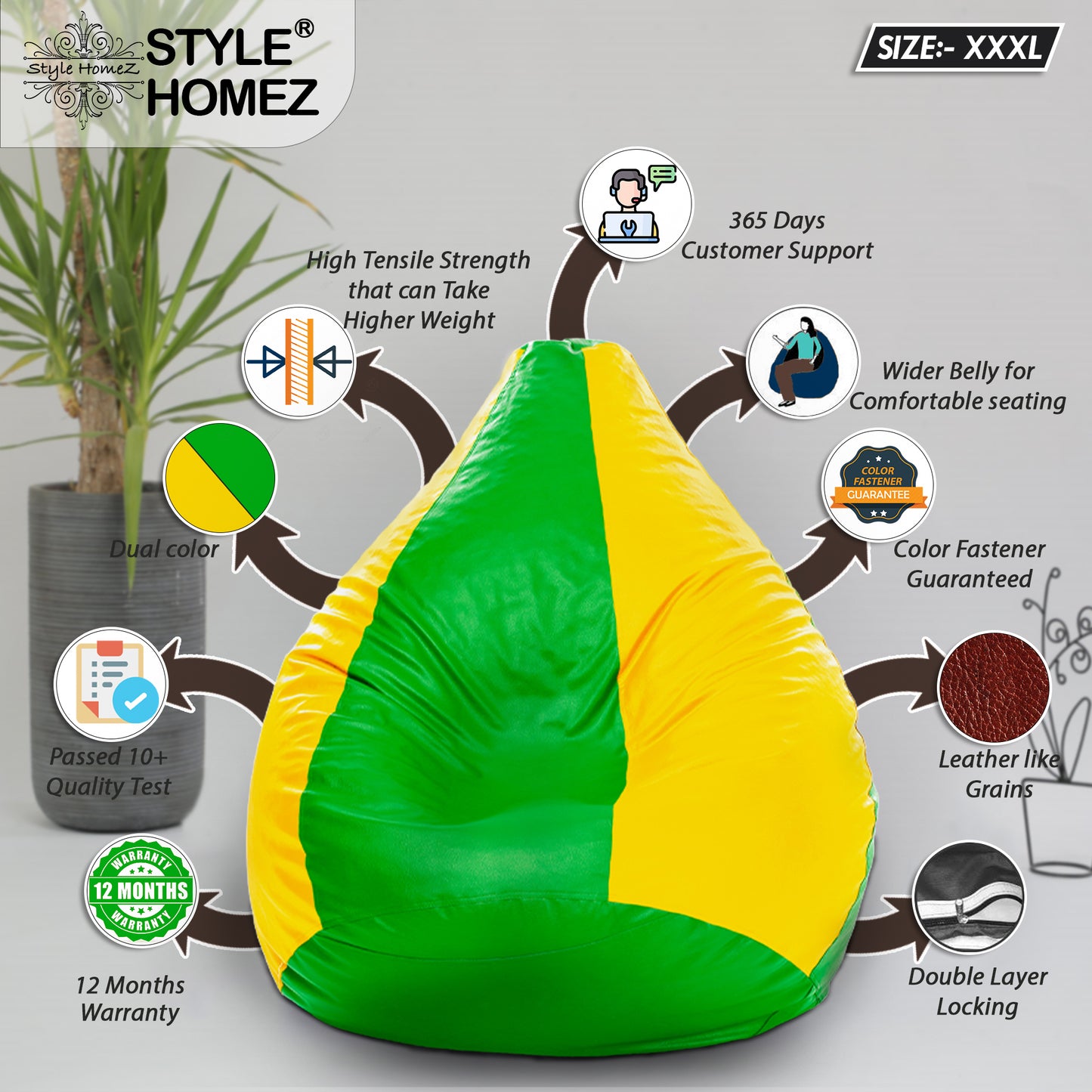 Classic - Leatherette Bean Bag With Fillers - XXXL