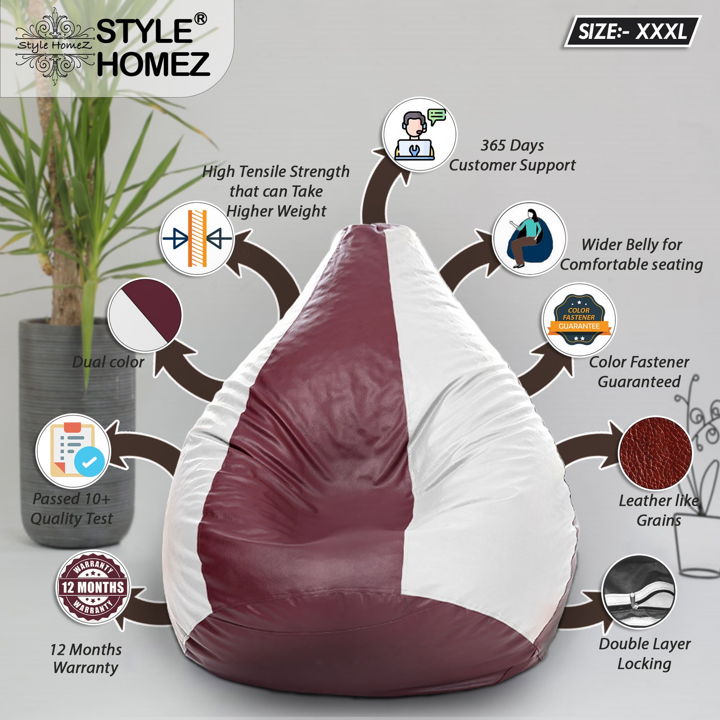 Classic - Leatherette Bean Bag With Fillers - XXXL