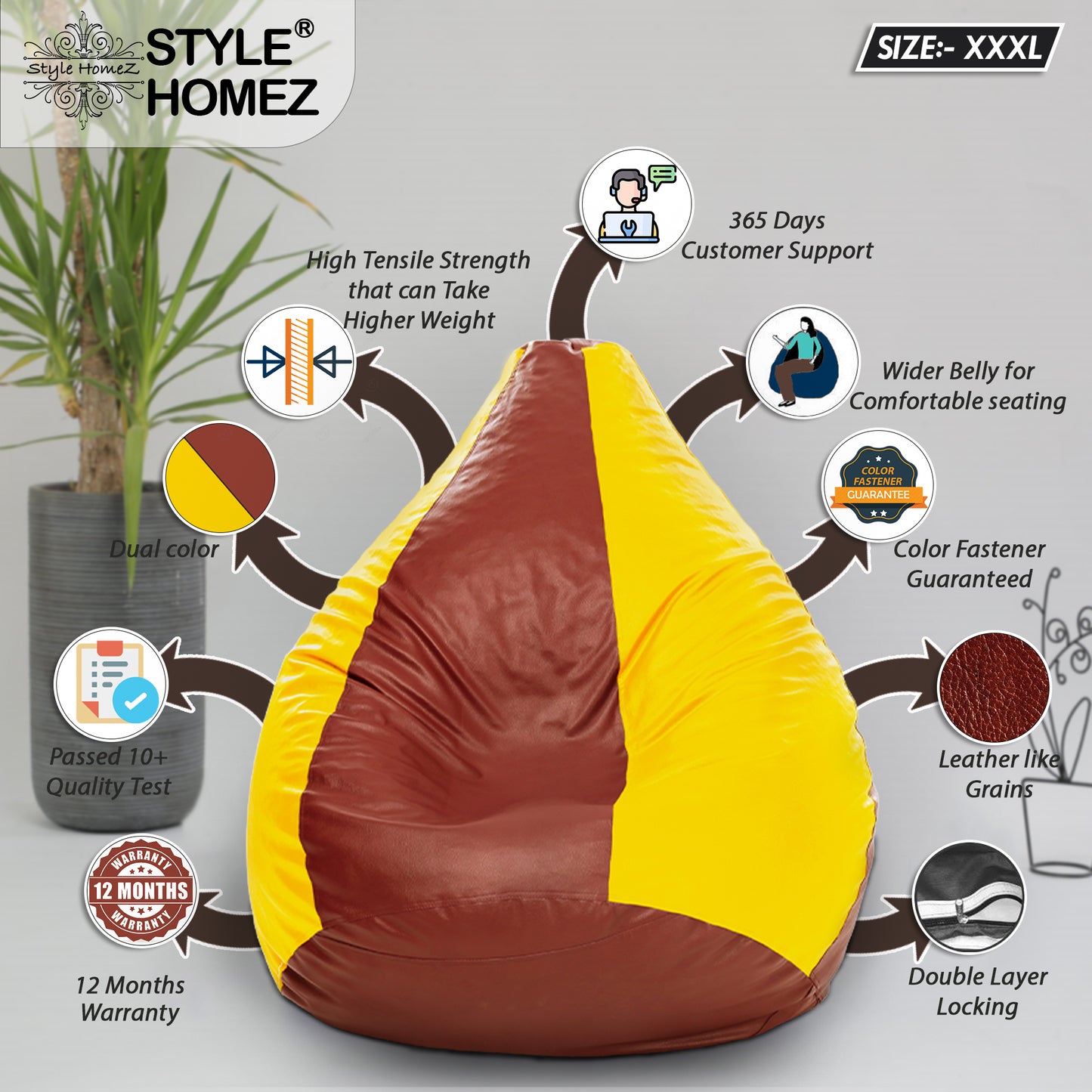 Classic - Leatherette Bean Bag With Fillers - XXXL