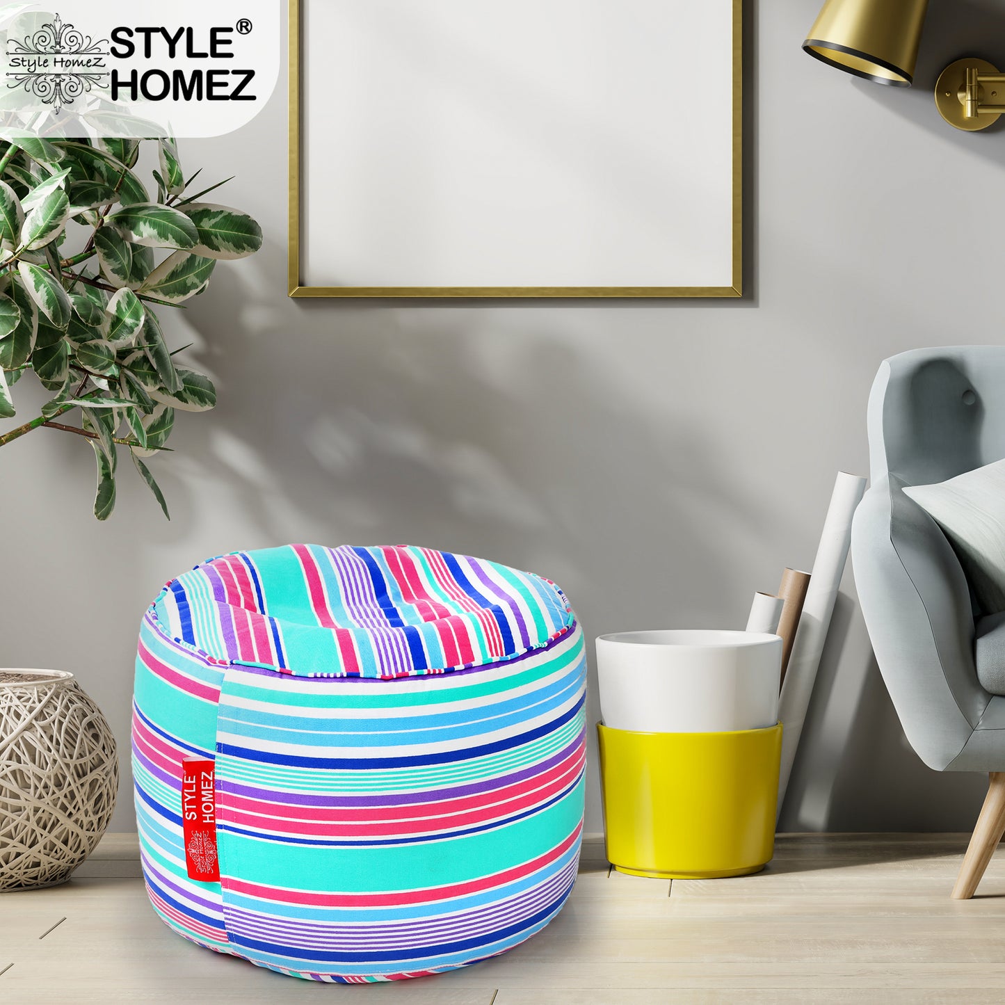 Round - Ottoman Printed Bean Bag With Fillers - Large