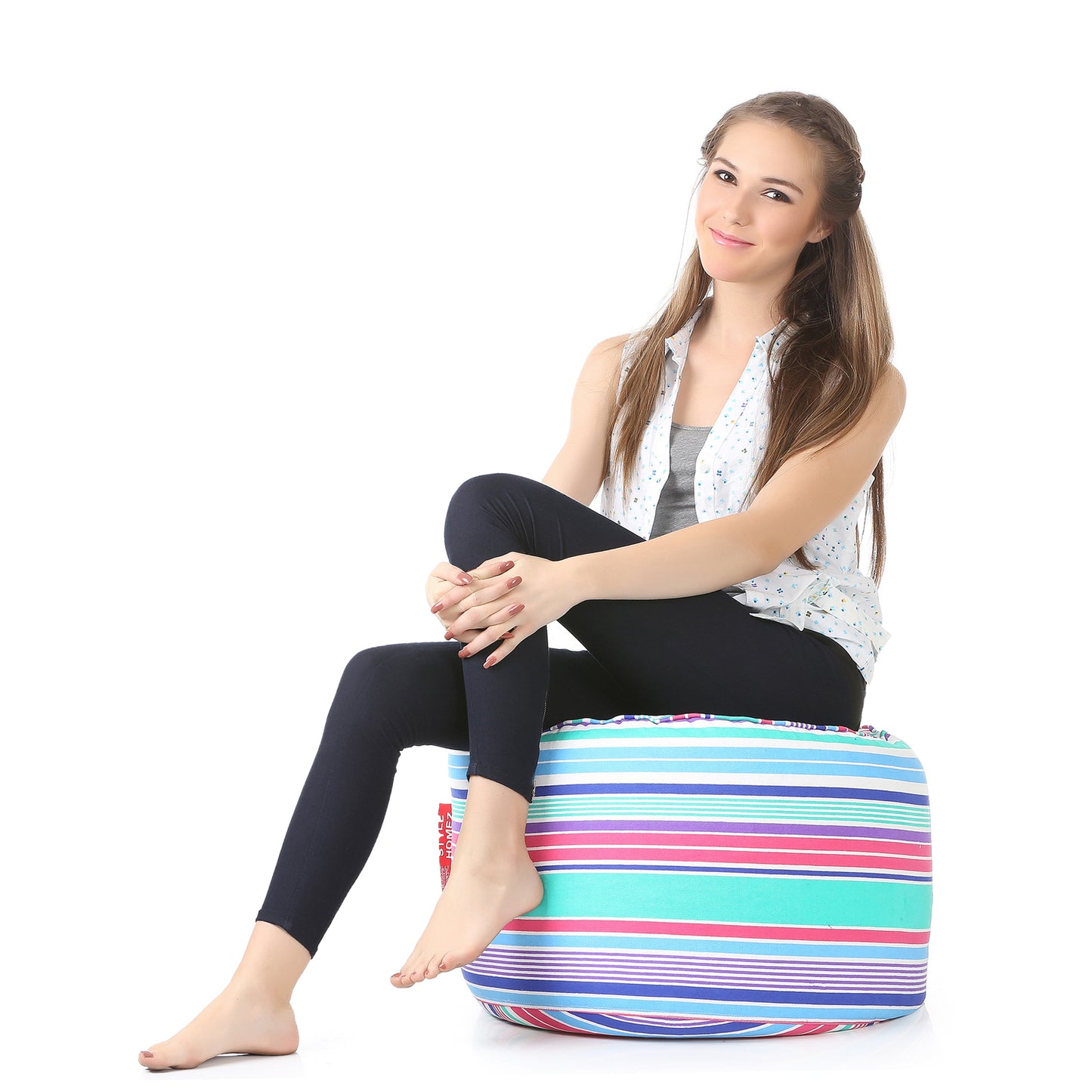 Round - Ottoman Printed Bean Bag With Fillers - Large