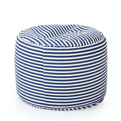 Round - Canvas Printed Bean Ottoman With Fillers - Large