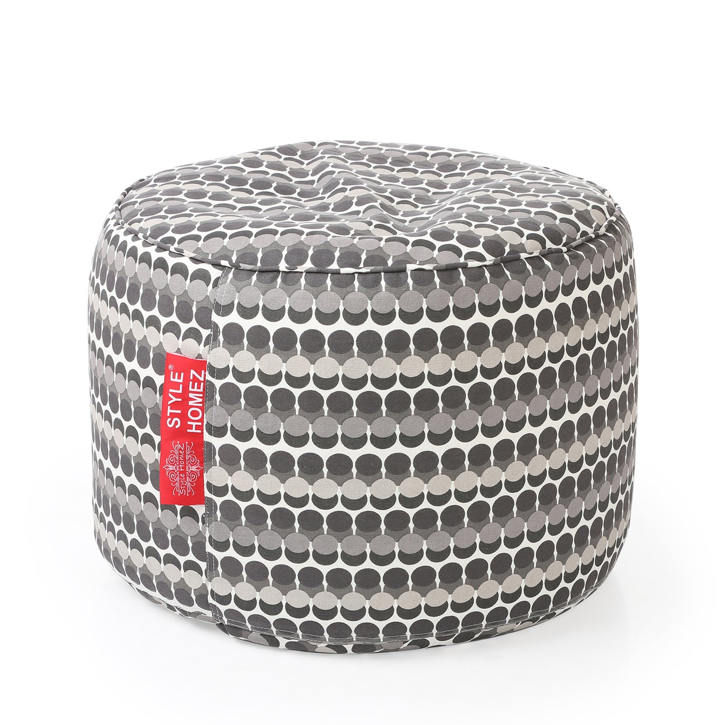 Round - Canvas Printed Bean Ottoman With Fillers - Large