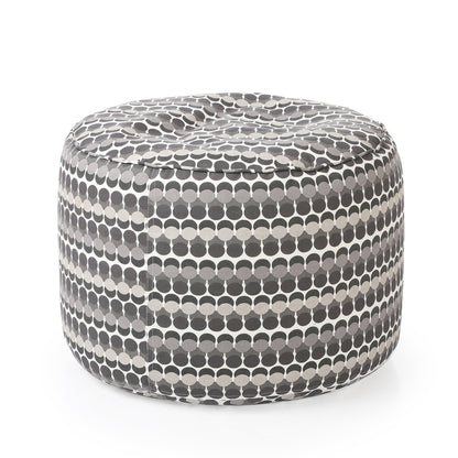 Round - Canvas Printed Bean Ottoman With Fillers - Large
