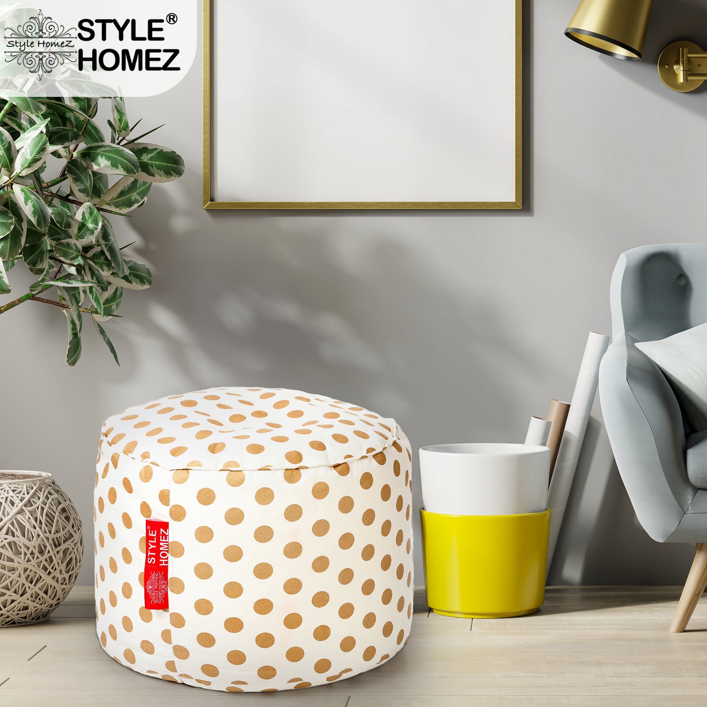 Round - Ottoman Printed Bean Bag With Fillers - Large