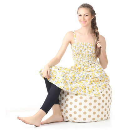 Round - Ottoman Printed Bean Bag With Fillers - Large