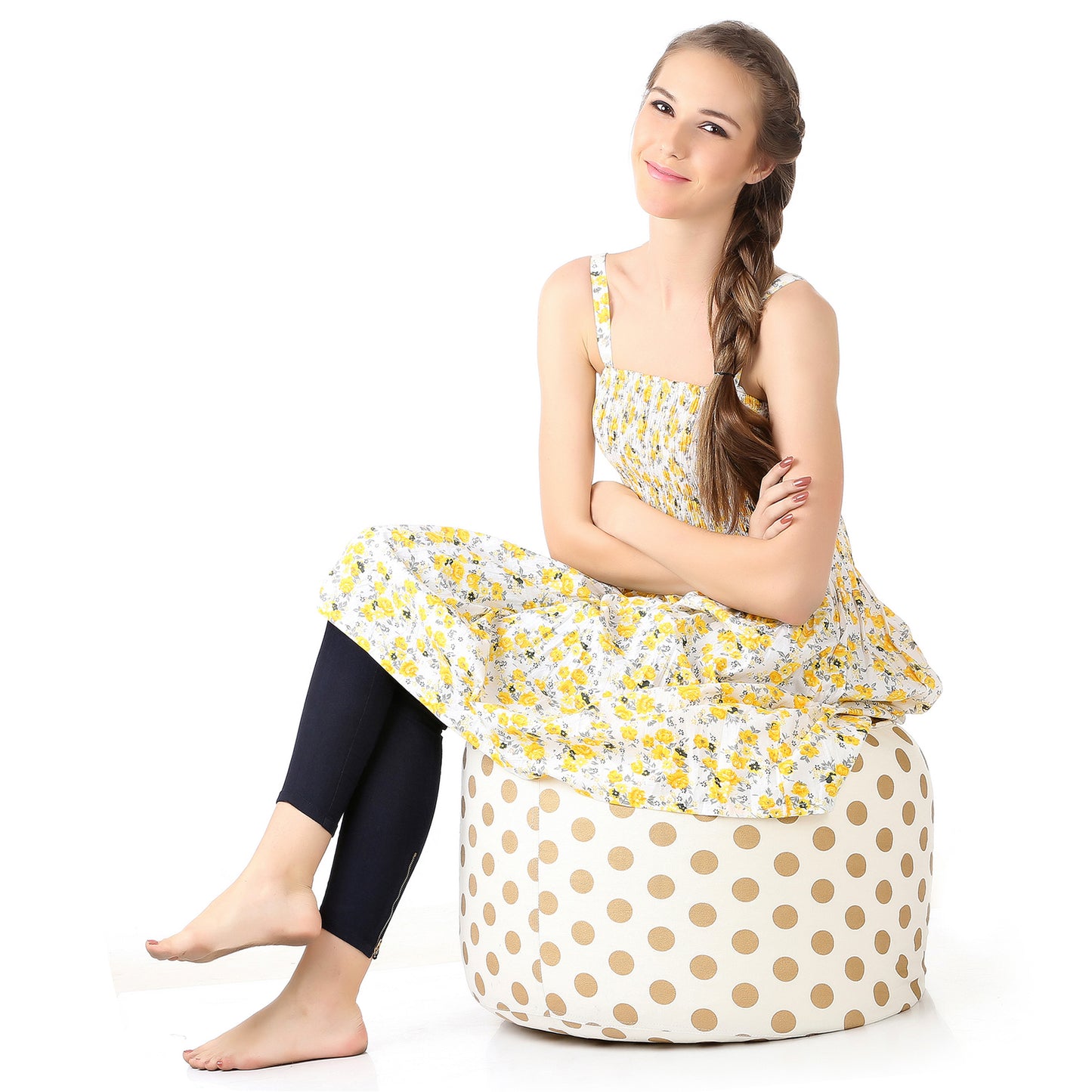 Round - Ottoman Printed Bean Bag With Fillers - Large