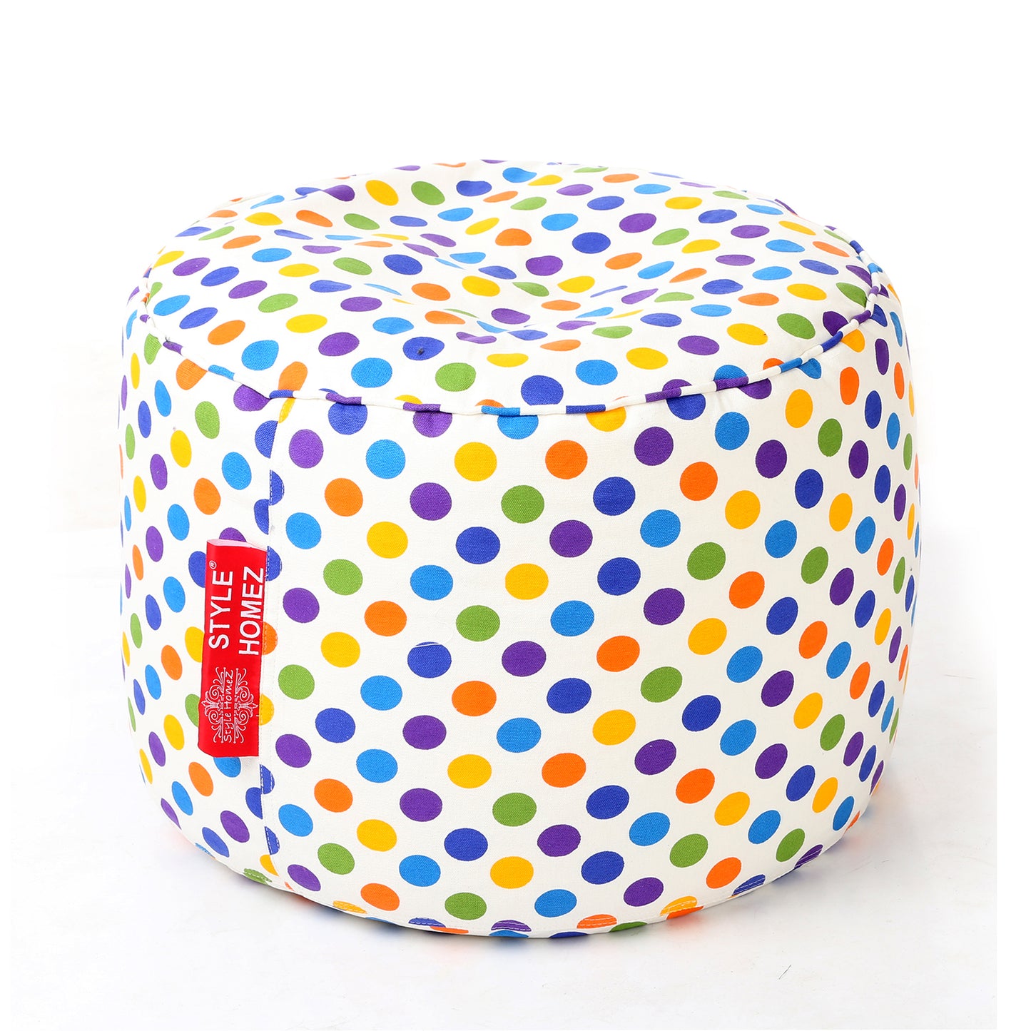 Round - Canvas Printed Bean Ottoman With Fillers - Large