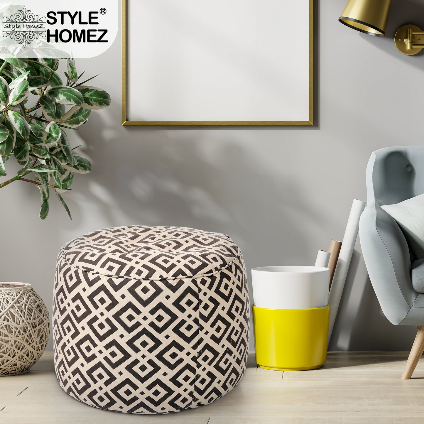 Round - Ottoman Printed Bean Bag With Fillers - Large