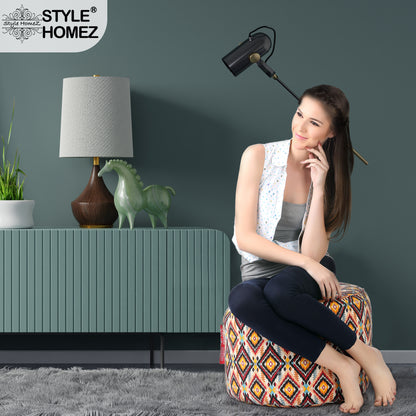 Round - Ottoman Printed Bean Bag With Fillers - Large