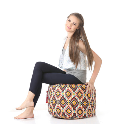 Round - Ottoman Printed Bean Bag With Fillers - Large