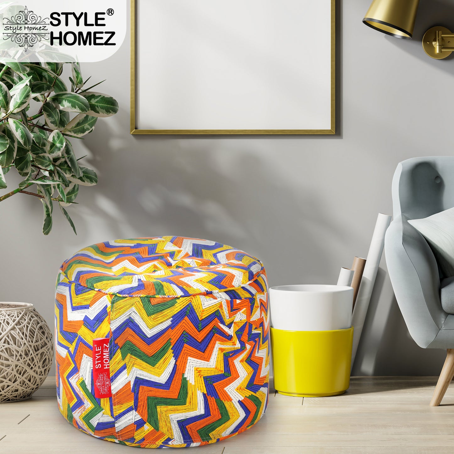 Round - Ottoman Printed Bean Bag With Fillers - Large