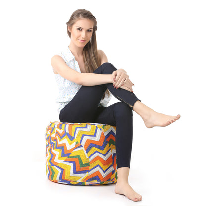 Round - Ottoman Printed Bean Bag With Fillers - Large