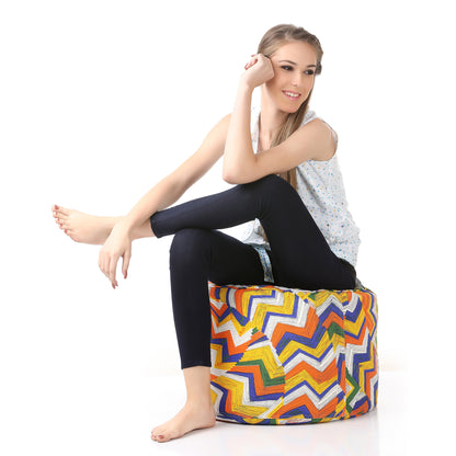Round - Ottoman Printed Bean Bag With Fillers - Large