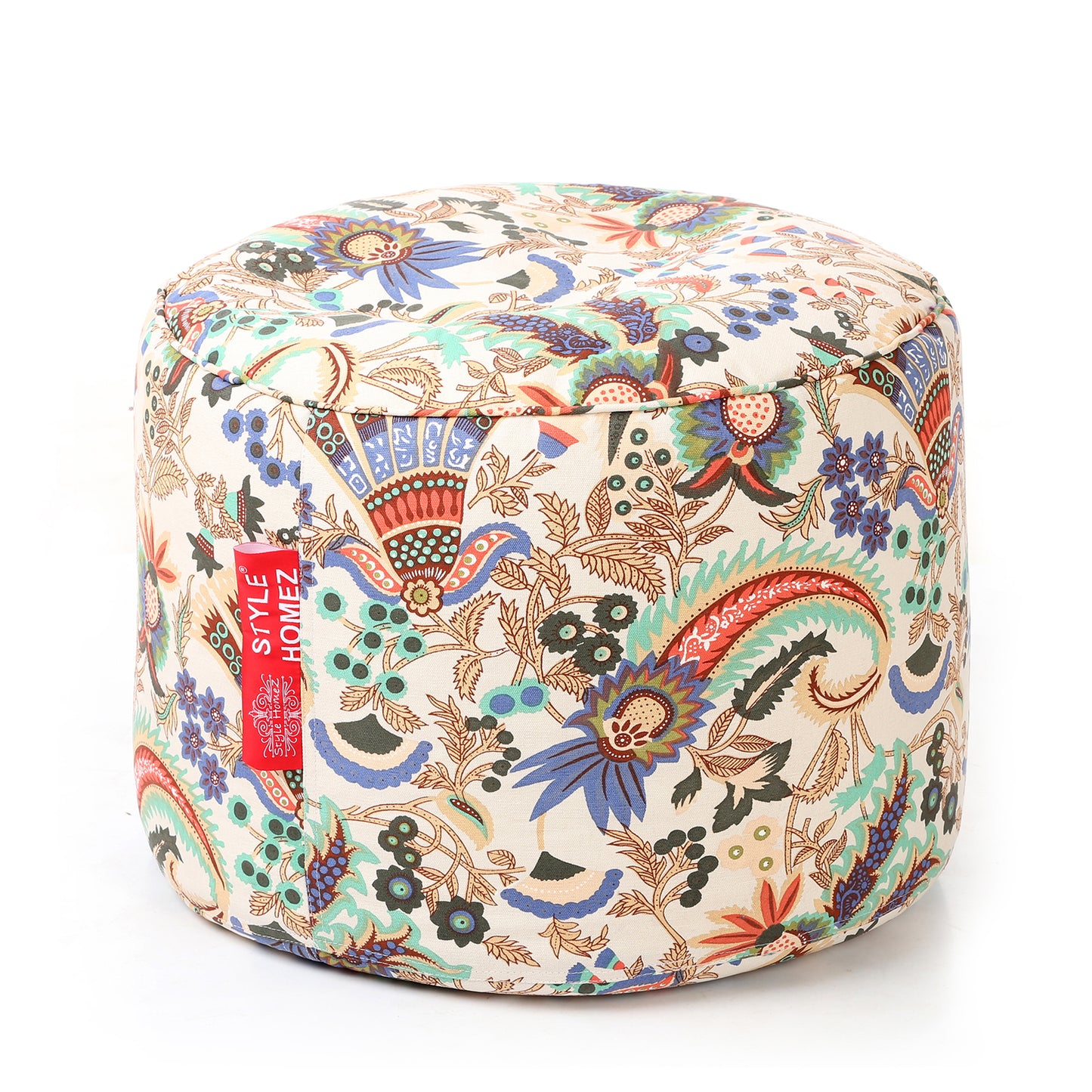 Round - Canvas Printed Bean Ottoman With Fillers - Large