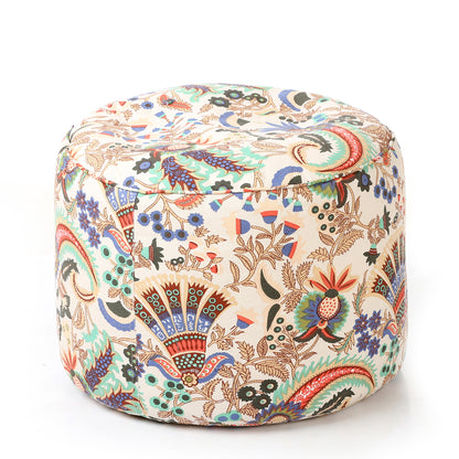 Round - Canvas Printed Bean Ottoman With Fillers - Large