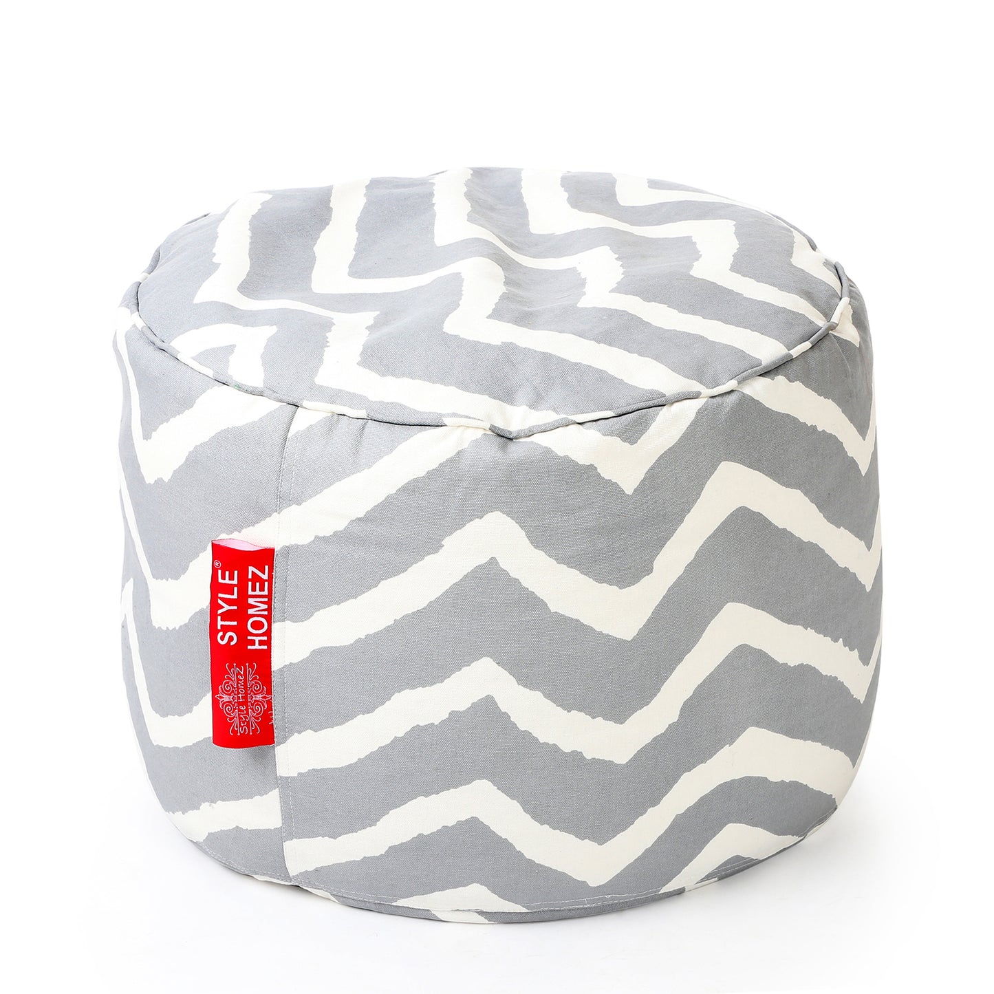 Round - Canvas Printed Bean Ottoman With Fillers - Large