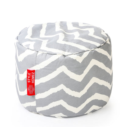 Round - Canvas Printed Bean Ottoman With Fillers - Large