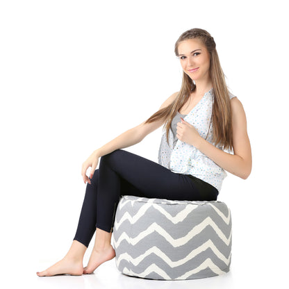 Round - Canvas Printed Bean Ottoman With Fillers - Large